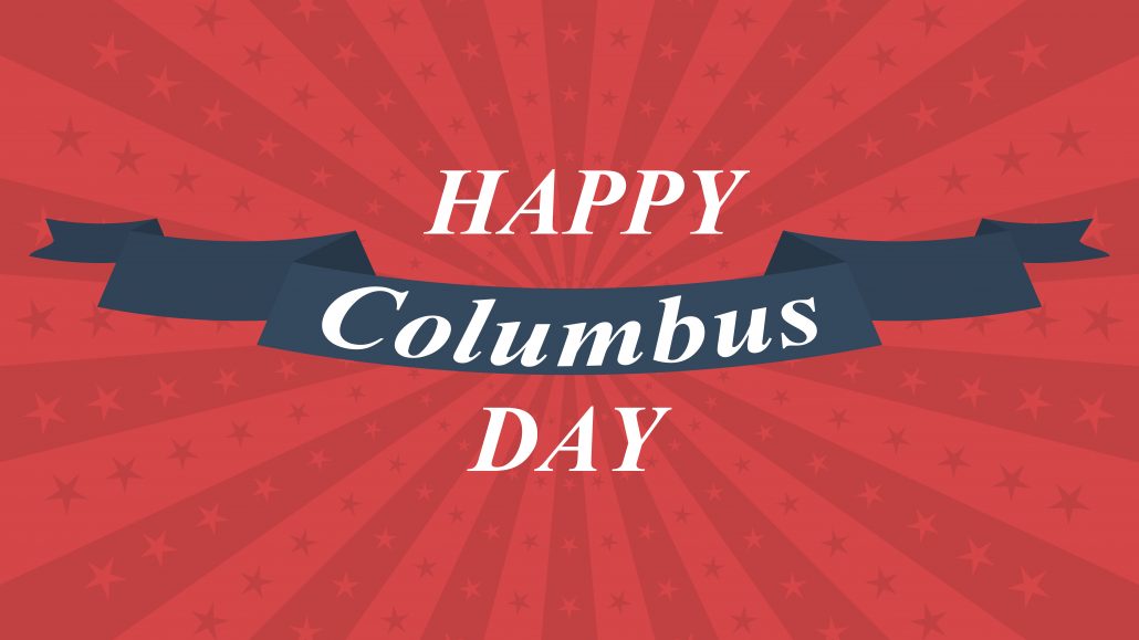 Happy Columbus Day background with lettering. Vector illustration.